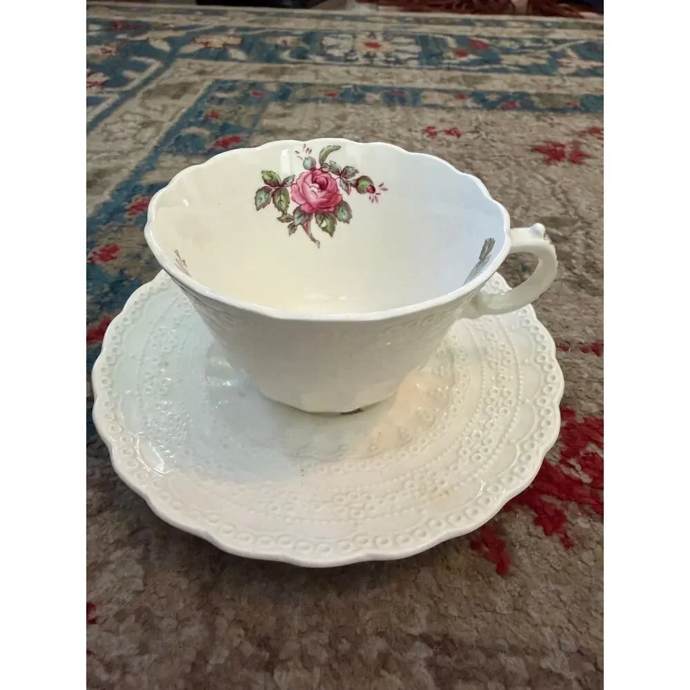 Spode Jewel Copeland Billingsley Rose Pink 1 Tea Cup Saucer Set